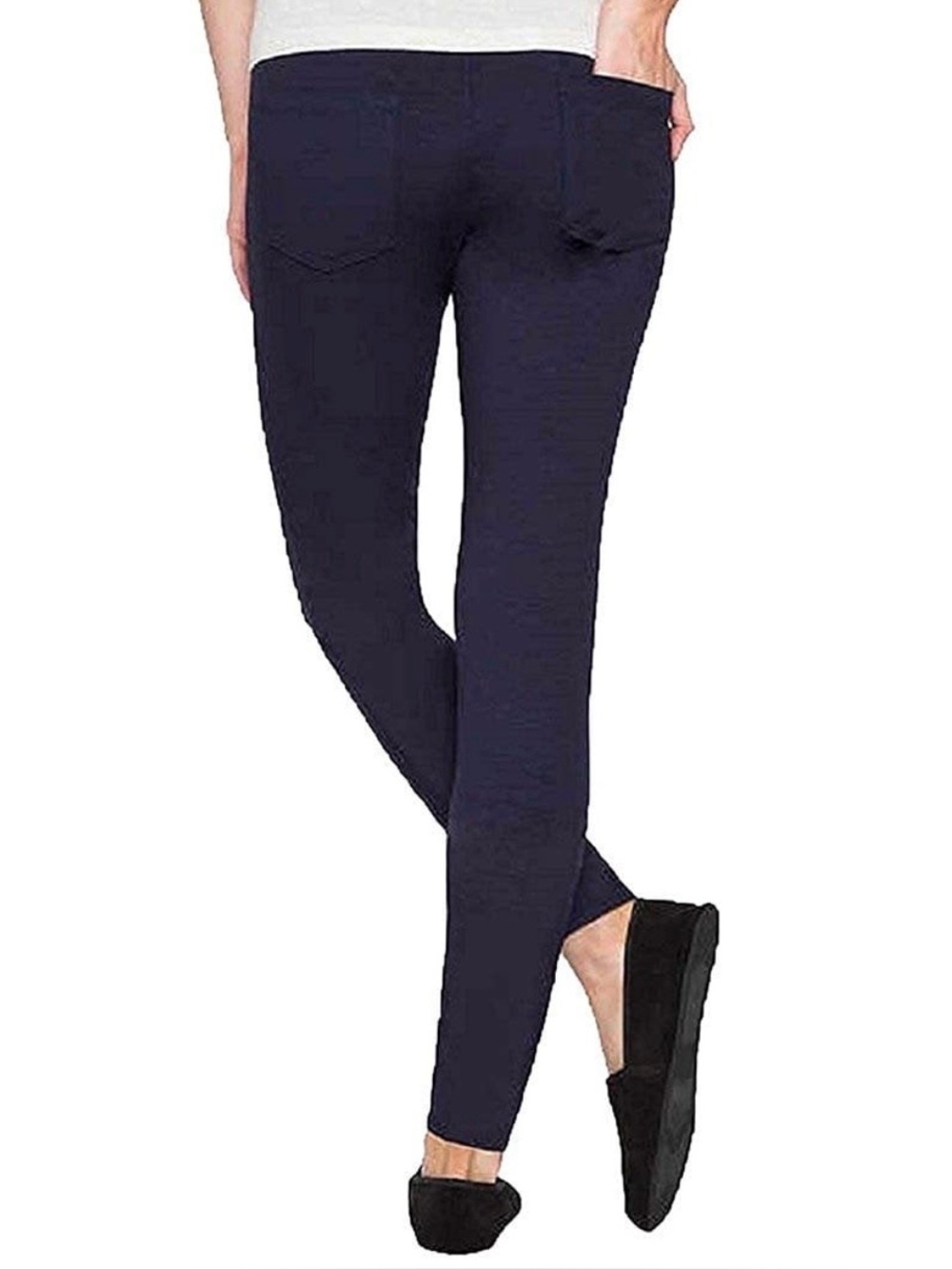 Marty M Navy Blue Women's mid-rise Pull-on Elastic Waste Stretch w/ Back Pockets